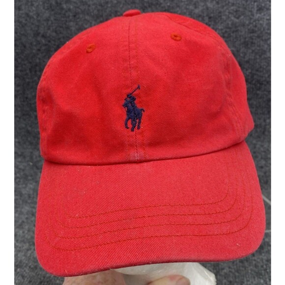 RALPH LAUREN Polo Baseball Hat Cap Red Navy Blue Pony Logo Adjustable Strapback - Picture 6 of 13